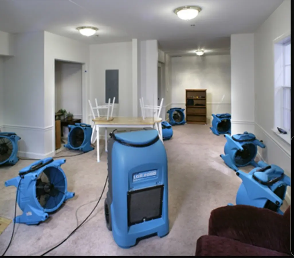 Air movers and dehumidifier setup for Water Extraction & Removal in Barstow