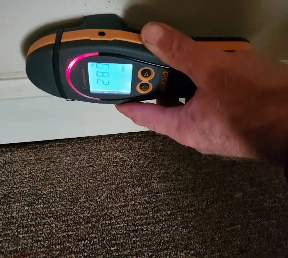 Moisture detection at baseboard during Sewage Cleanup & Sanitation in Barstow